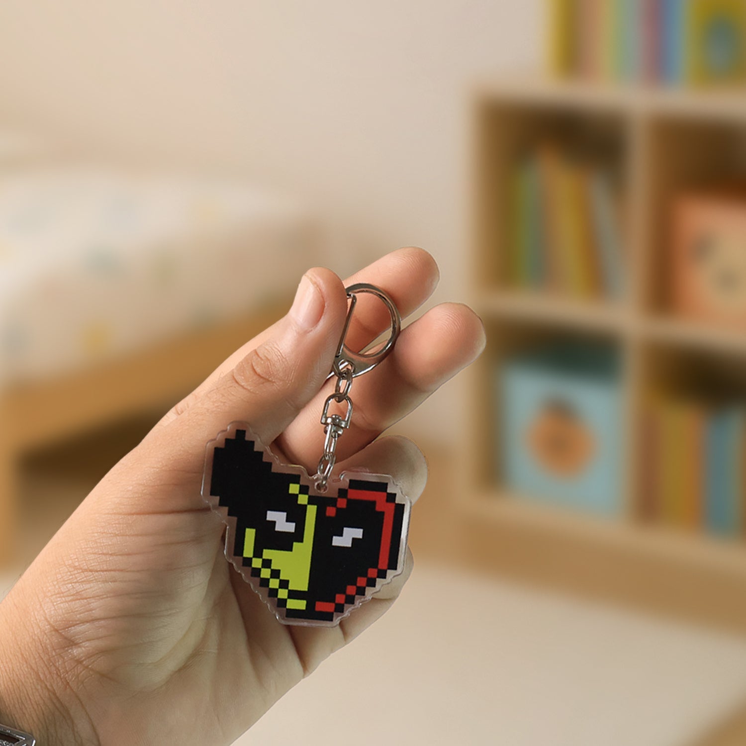 Pixel Style Acrylic Cartoon Keychain with Funky Design (1 Pc) Pixel Style Acrylic Cartoon Keychain with Funky Design (1 Pc)